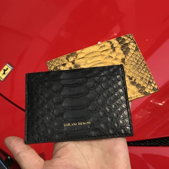 

Hiram Beron Unisex Leather Card Holder RFID Blocking Python Credit Card Wallet Men Custom female wallet dropship