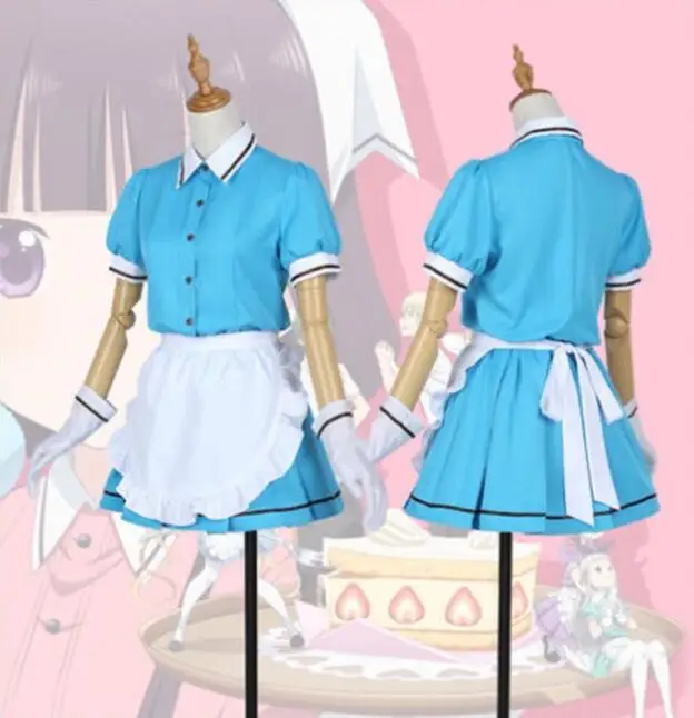 Аниме смесь S Maid Sakuranomiya Maika Hinata Kaho платье Косплей Костюм Полный комплект + перчатки