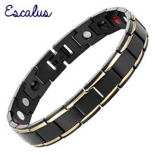 2015 Unisex 4in1 Magnets Negative Ions Germanium Far Infar Red Titanium Bracelet Black Gold Bangle Free Shipping Hong Kong Post escalus 2018 magnetic health bracelet for women 100% pure titanium 4in1 magnets negative ions germanium far infra red bracelet