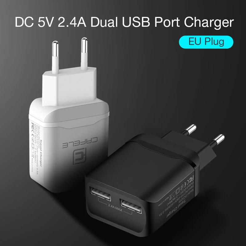 Cafele портативное двойное USB зарядное устройство EU/US универсальное DC 5 В 2.4Ax2 12 Вт портативное зарядное устройство для iPhone samsung зарядное устройство для телефона