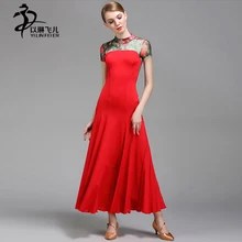 Sexy Hollow Out Ballroom Dance Competition Dresses Women Short Sleeve Modern Waltz/ Tango Dance Standard Costumes 3 Colors