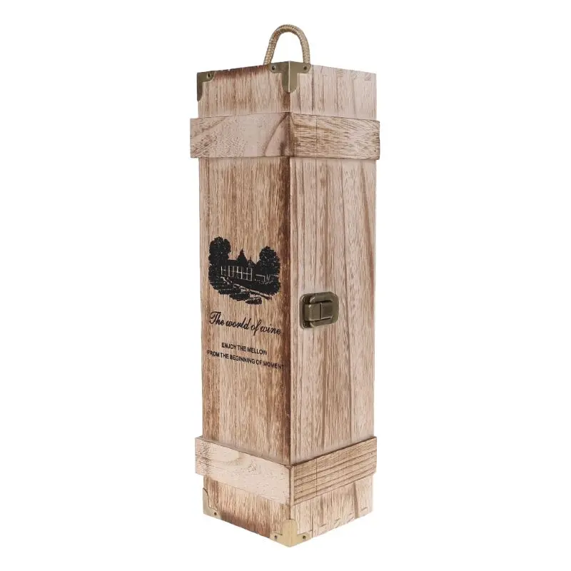 

Retro Empty Single Bottle Red Wine Box Paulownia Wood Storage Case Container Carrier Grape Whiskey Packing Box