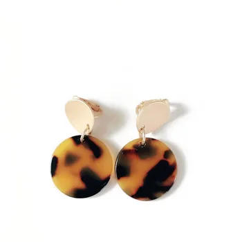 

New Tortoise Resin Round Sweet Elegant Clip Earring