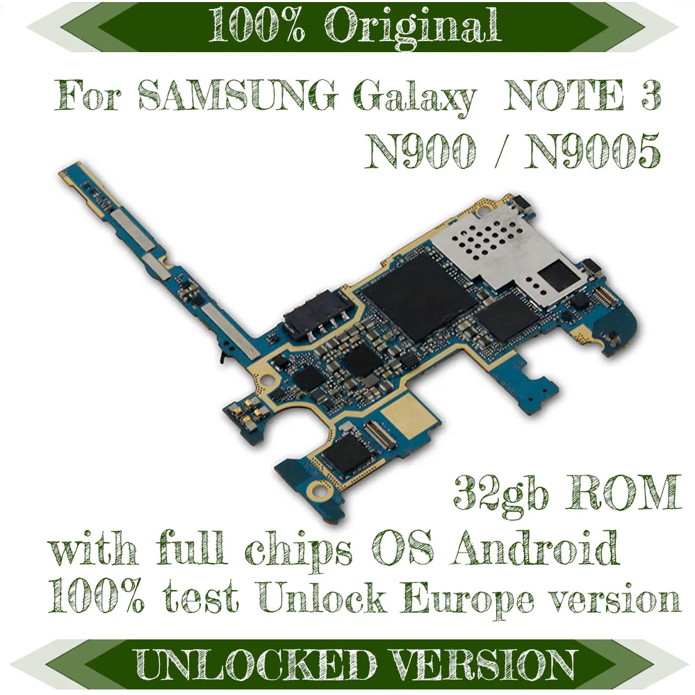 

For Samsung Galaxy NOTE 3 N900 N9005 32GB original motherboard Europe version unlocked mainboard full function Logic board