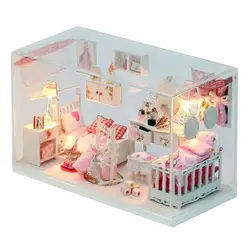 Кукольный домик Миниатюрный DIY Kit Обложка МЕЧТА ЛЮБОВЬ Secret Спальня номер дома розовый для подарки для девочек