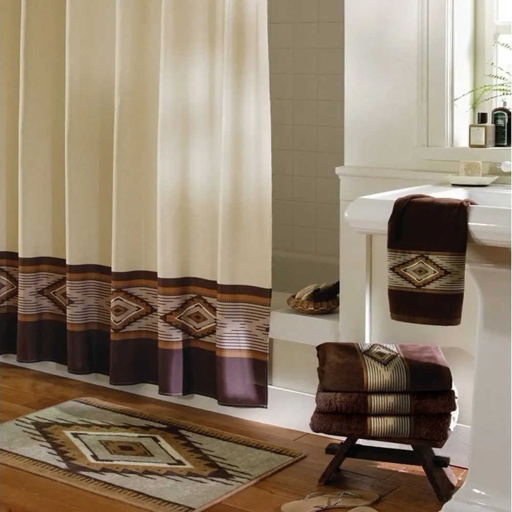 Aubrey Diamond Brown Decorative Polyester Shower Curtain,Mildew