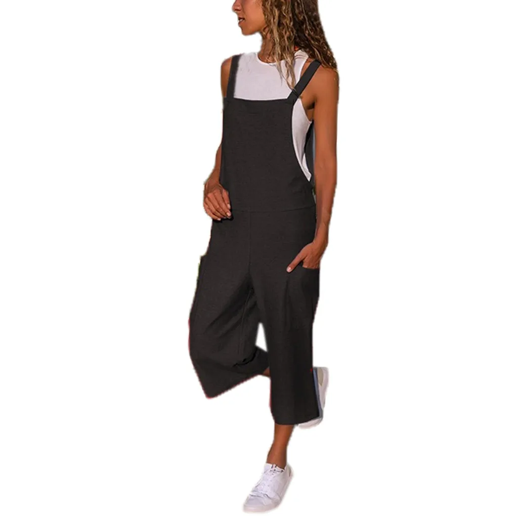 

JAYCOSIN Jumpsuits Women's Dungarees Loose Cotton Linen playsuit Trousers bodysuit Long Solid Jumpsuit combinaison femme 508