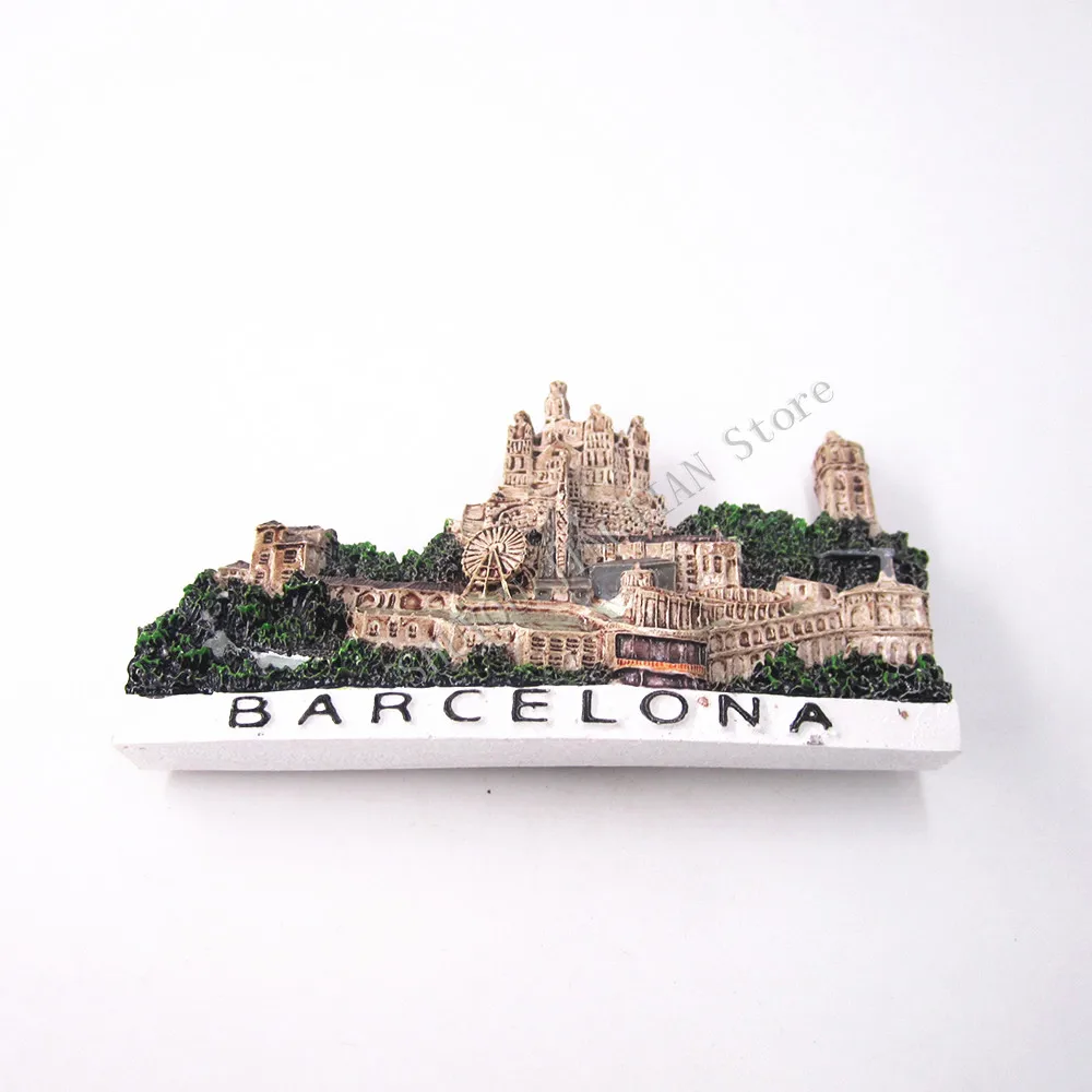 Ручная роспись ремесло 3D смолы Испания страны Барселона город холодильник магнит на холодильник Стикеры туристический Сувениры украшения дома