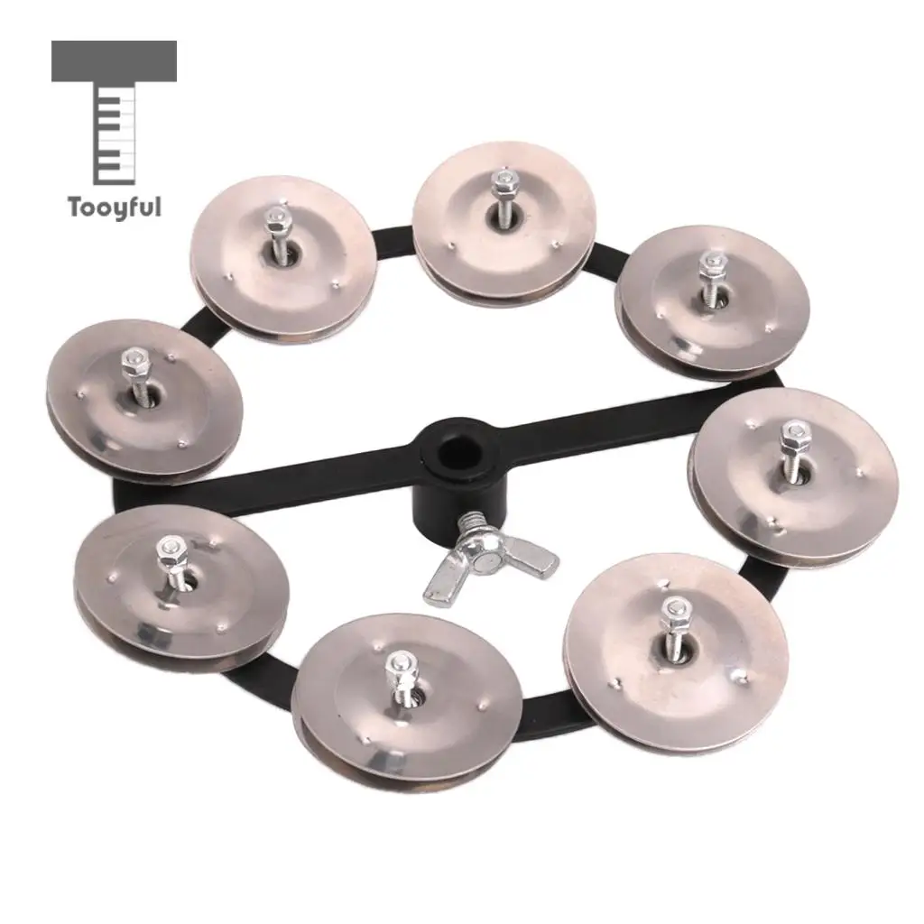 Professional Hi Hat Tambourine with Single Row Steel Jingles Percussion Instrument