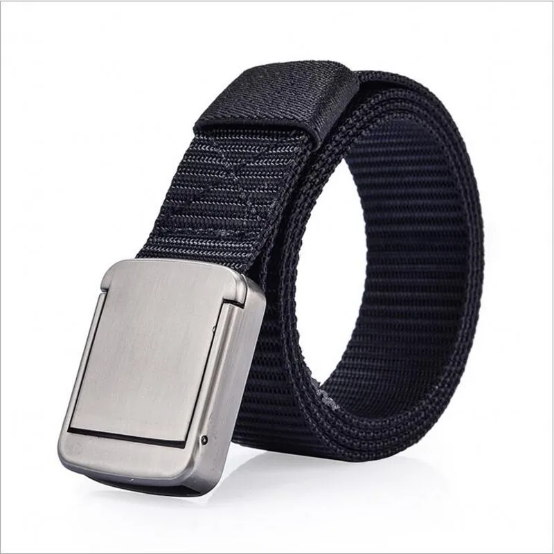 

2018 Military Equipment Tactical Men's Belt Buckle Canvas Plain Webbing Metal Buckle Woven Stretch Waist Belt Knit Casual Belt