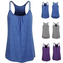 Для женщин Сплошной круглый вырез горловины Симпатичные Леггинсы для занятия йогой, безрукавка с круглым вырезом, камисоли блузка тренажерный зал спортивный жилет фитнес-плотно женская одежда без рукавов