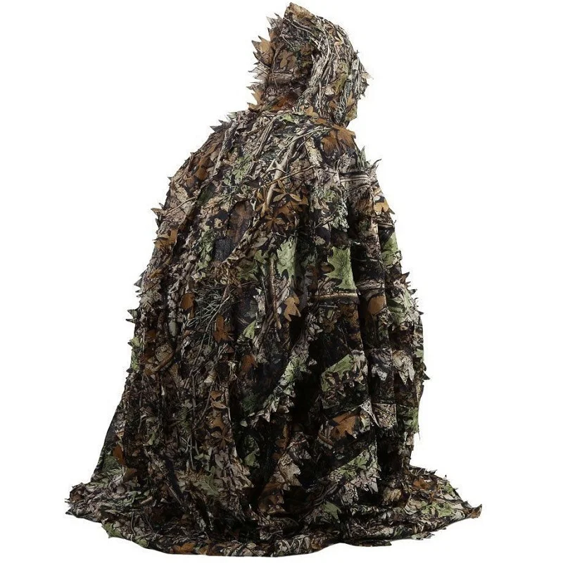 Снайпер CS Bionic Камуфляж пончо для мужчин 3D Кленовый лист камуфляж пончо ghillie Костюмы джунгли лесной охотничья одежда наблюдение за птицами