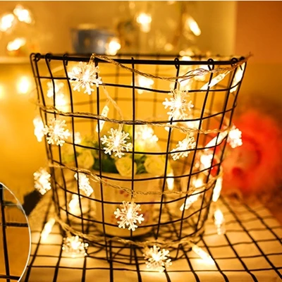 Сказочная Рождественская елка DIY 3 м, 5 м, 6 м, 60 светодиодных гирлянд, снежные огни, новогоднее праздничное украшение, гирлянда со звездами, вечерние гирлянды, Декор для дома - Цвет: 5m snow light yellow