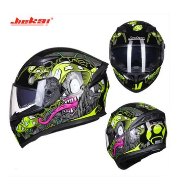 

2019 New JIEKAI Full Face Motorcycle Helmet Double Lens Motorbike Helmet made of ABS with PC visor size M L XL XXL have 13 color