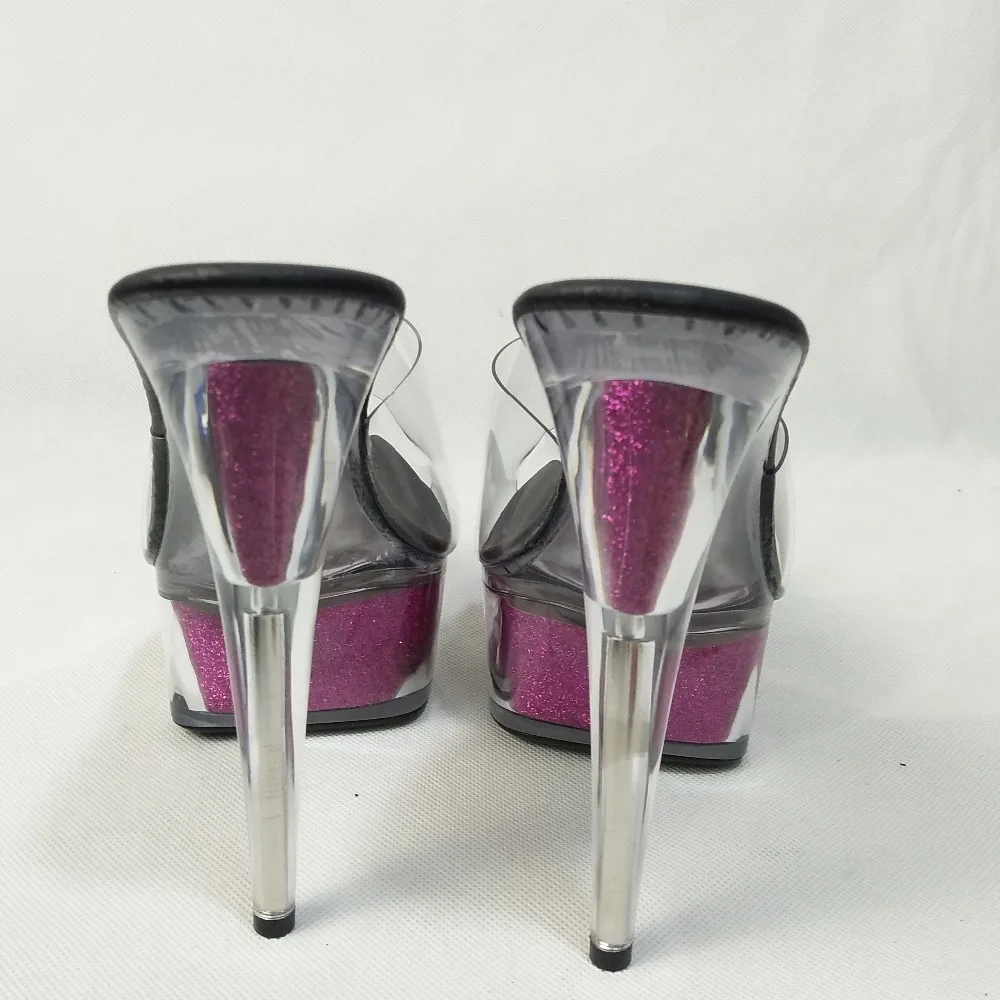 Summer crystal purple platform slippers, 15cm ultra-fine high heels 6in heels for women, high-heeled slippers