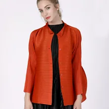 MIYAKE Новинка года морщин большой дизайн с длинными рукавами кардиган пальто серии короткая куртка с воротником