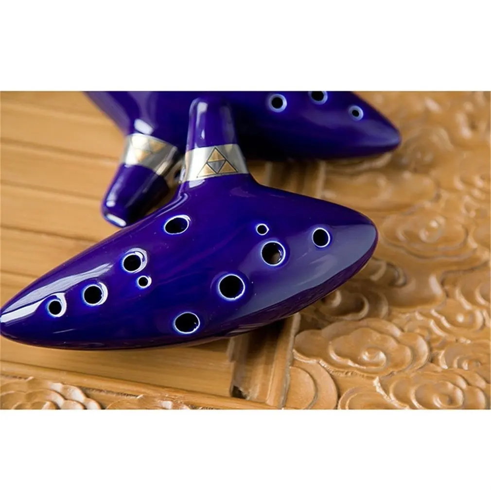 12 Hole Ceramic Ocarina Instrument Ceramic Alto C Legend Of Zelda Flute Blue Color Mini Musical Instrument Ocarina New Arrival