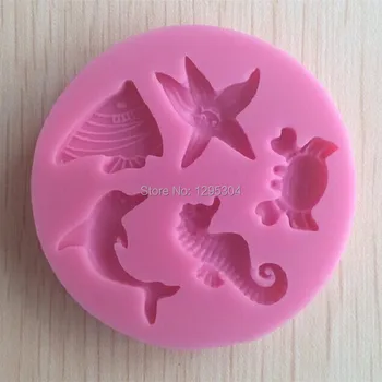 

New Sea Animal Shaped Silicone Cake Mold Sugar Paste 3D Fondant Cake Decoration Tools Soap Mould