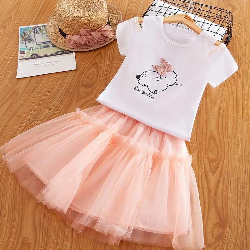 Платье с лебедем для девочек от 3 до 8 лет Одежда для маленьких девочек детская одежда для дня рождения платье-пачка принцессы с лебедем комплекты детской одежды - Цвет: Rabbit Dress 2