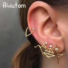 ALIUTOM 4 шт./компл. Для женщин; модные сапоги в панковском стиле, серебряные серьги в богемном стиле ретро полые любовь обувь с украшением в виде кристаллов простой серьги набор