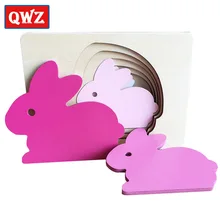 QWZ животных картонный Кролик/Птица/КИТ головоломки Многослойные головоломки Детские деревянные игрушки ребенка раннего просветления захват Образовательные Подарки