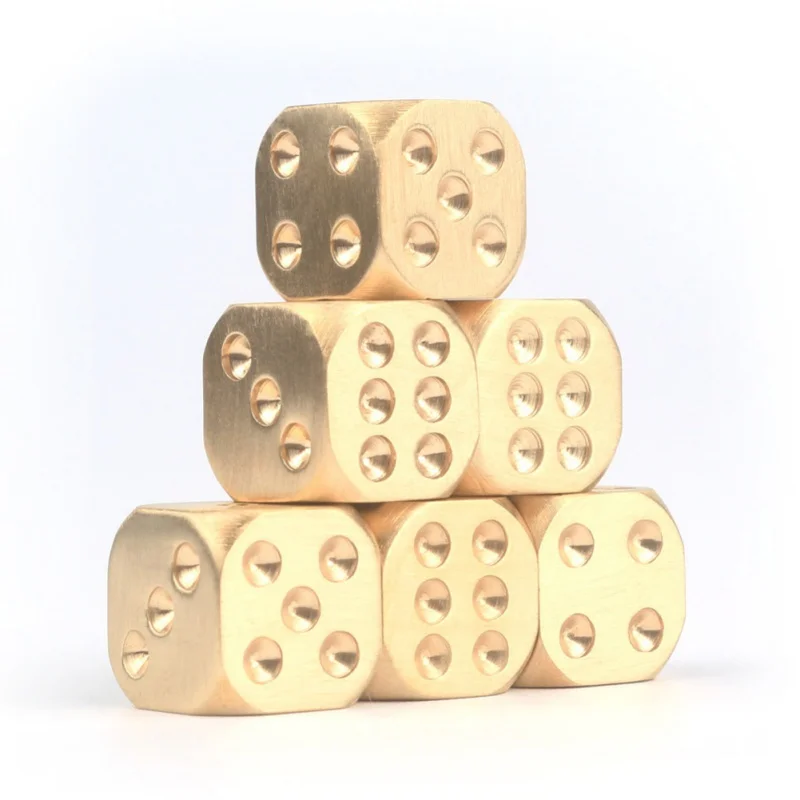

Hand-polished gold solid color braid copper polyhedron metal solid heavy duty dice play game tool 15X15X15mm