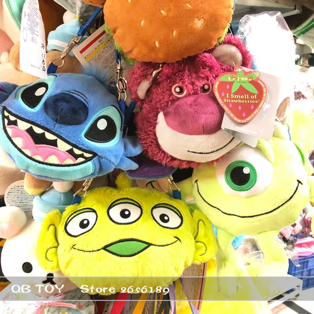 

Anime Cartoon Monster/Stitch/Hamburger/Milk /Strawberry Bear / Sulley Plush Toy Small Single-shoulder Plush Bag Best Kid's Gift