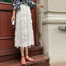 Корейские демисезонные эластичные короткие юбки с высокой талией для женщин, повседневная женская юбка, длинная сетчатая юбка, Женская пачка Y513