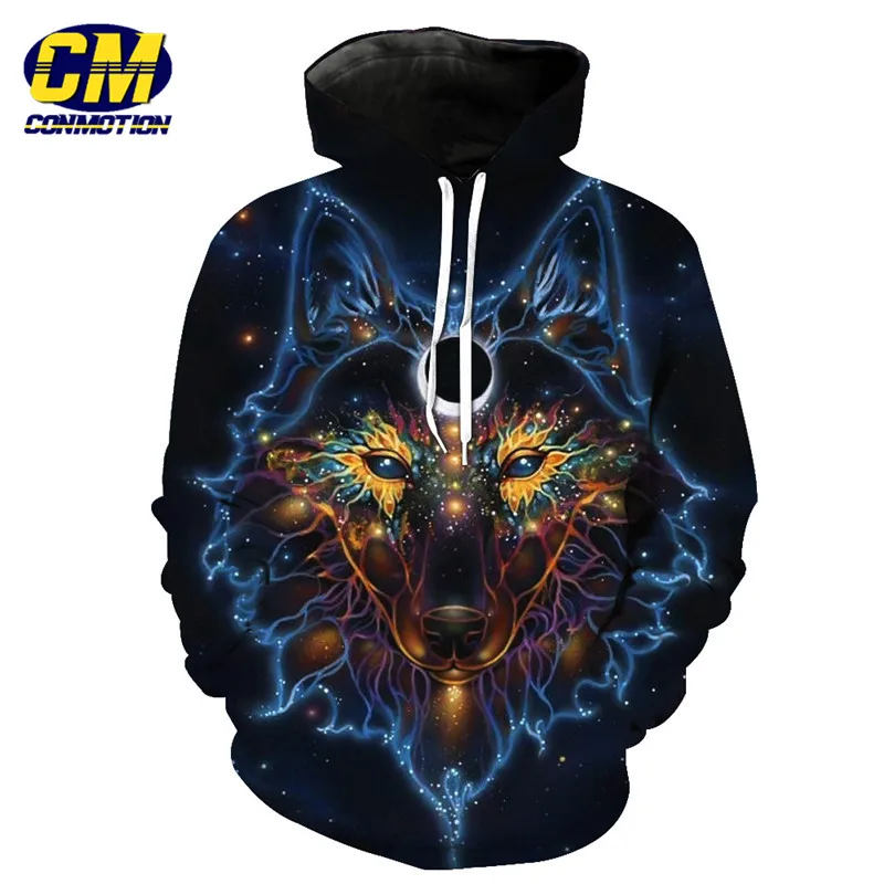 Wolf Galactic Hoodies 3d Hoodies For Kids Boys Girls Blue Rose