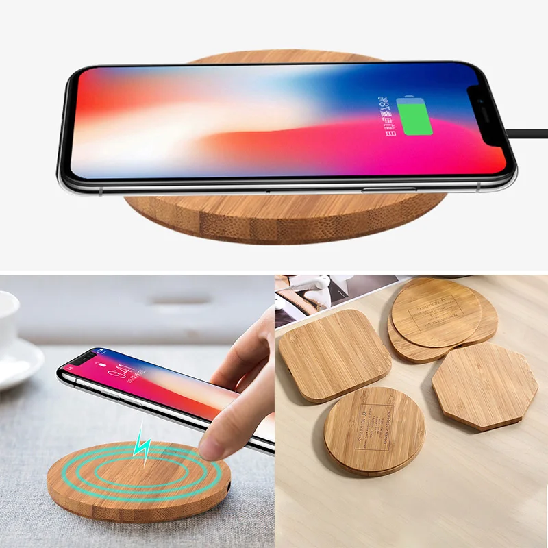 

Wood Bamboo Qi Wireless Charger For iPhone Xs Max 8 Samsung Galaxy Note 9 S6 10W Slim Wood Fast Charging Pad Mat Charger