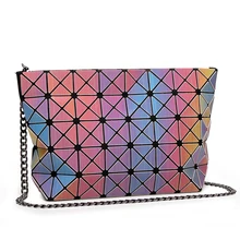 JAPANESE LASER GEOMETRY FOLDED PU LEATHER SOLID COLOR WOMEN Shoulder & Crossbody Bags 28*7*18CM