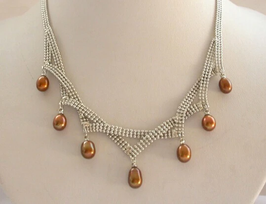 

ddh002676 stunning coffee freshwater cultured pearl necklace 18KGP chain