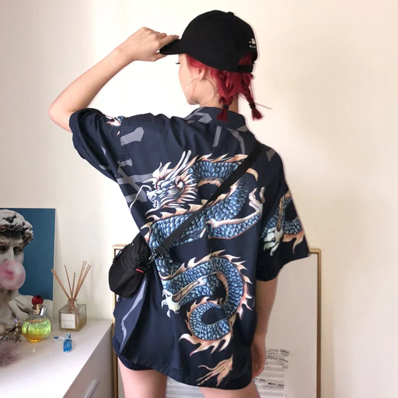 Японские наряды кимоно кардиган женский юката женское китайское кимоно harajuku kawaii одежда блузка рубашка хаори obi FF1820