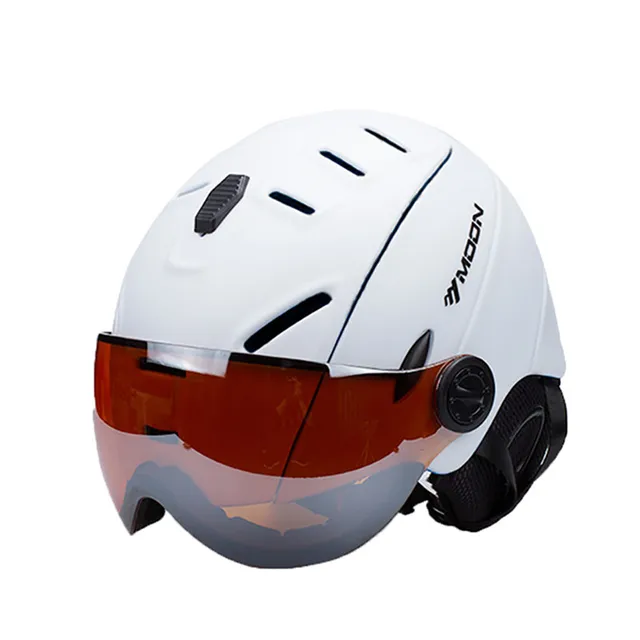 MOON Ski helmet integrated full coverage protector white self contained