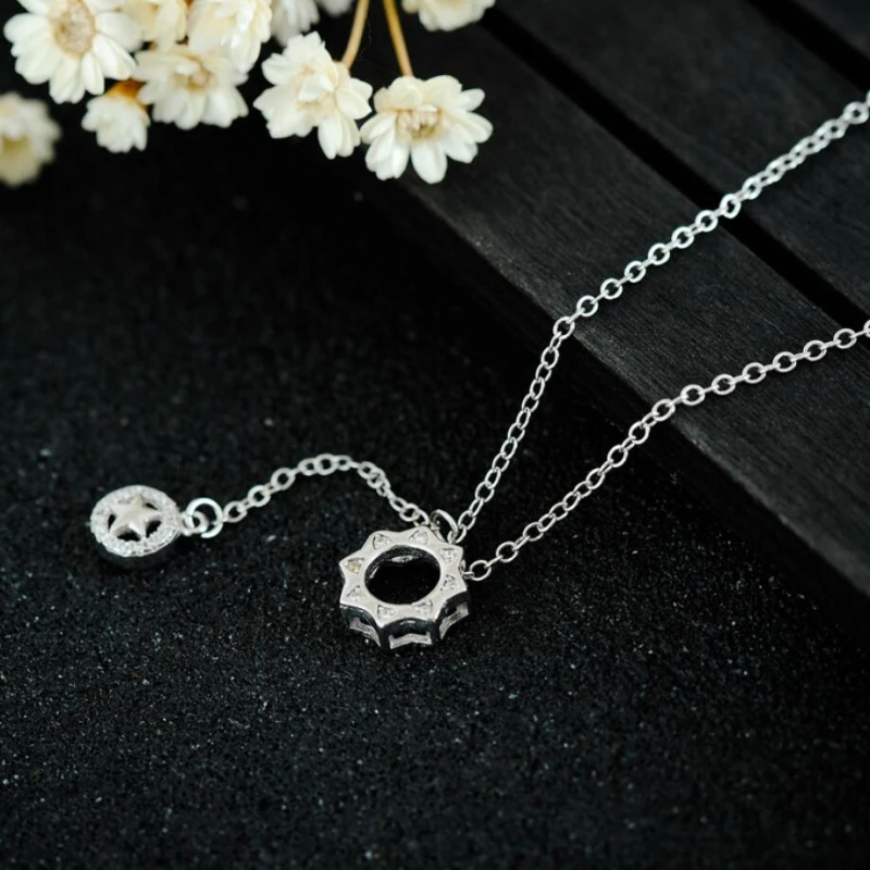 

Sun Star Simple Elegant Wild 925 Sterling Silver Clavicle Chain Temperament Personality Trendy Female Necklace SNE246