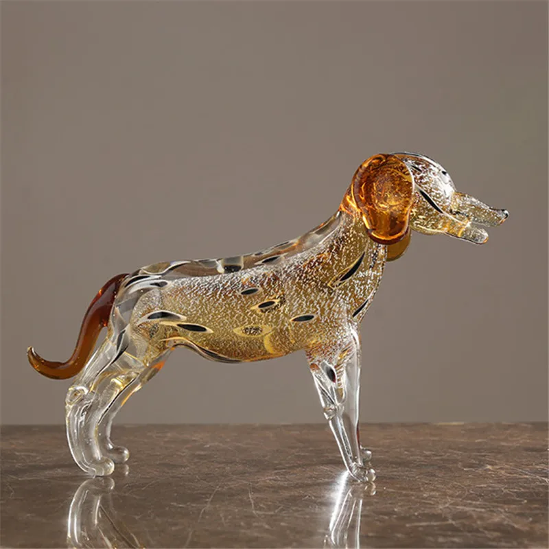 Home Creative Color Glaze Dog Ornaments Artwork Crystal Glass Bauble Office Study Ornaments Desktop Craft Creative Gift