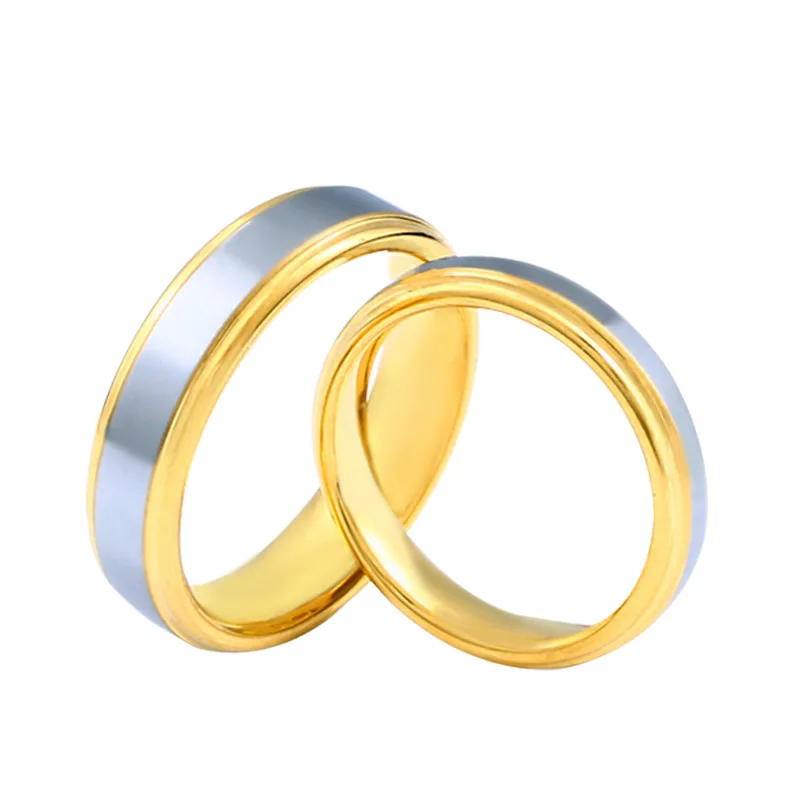 

BEIER Dull polished ring with gold colour inside Wedding band Simple style Lover couple Tungsten Jewelry for man BR-W083