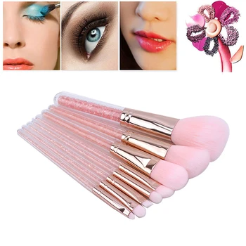 

8Pcs Pink Cute Crystal Makeup Brush Set Heigh Quality Eye Shadow Concealer Fold Eyebrow Foundation Brushes For Face Brush Tools