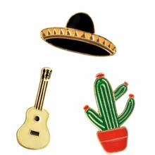 Essere UN Ovest Cowboy! Cappello Chitarra Messicano Cactus Prairie festival di musica Dello Smalto Spille Distintivo In Metallo Delle Ragazze Dei Jeans Della Decorazione del Sacchetto Regalo