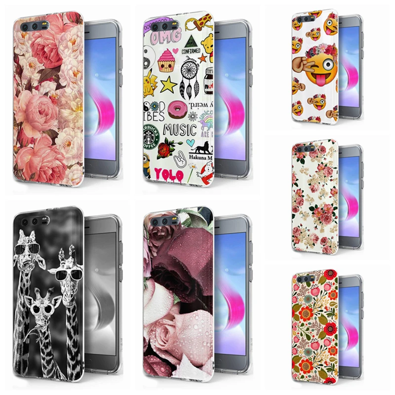 For Huawei P9lite/P8 Lite Y5ii / Y6 II Compact Honor P Smart TPU Colorful Soft Flower Face Painted Design Case Fundas A077 |