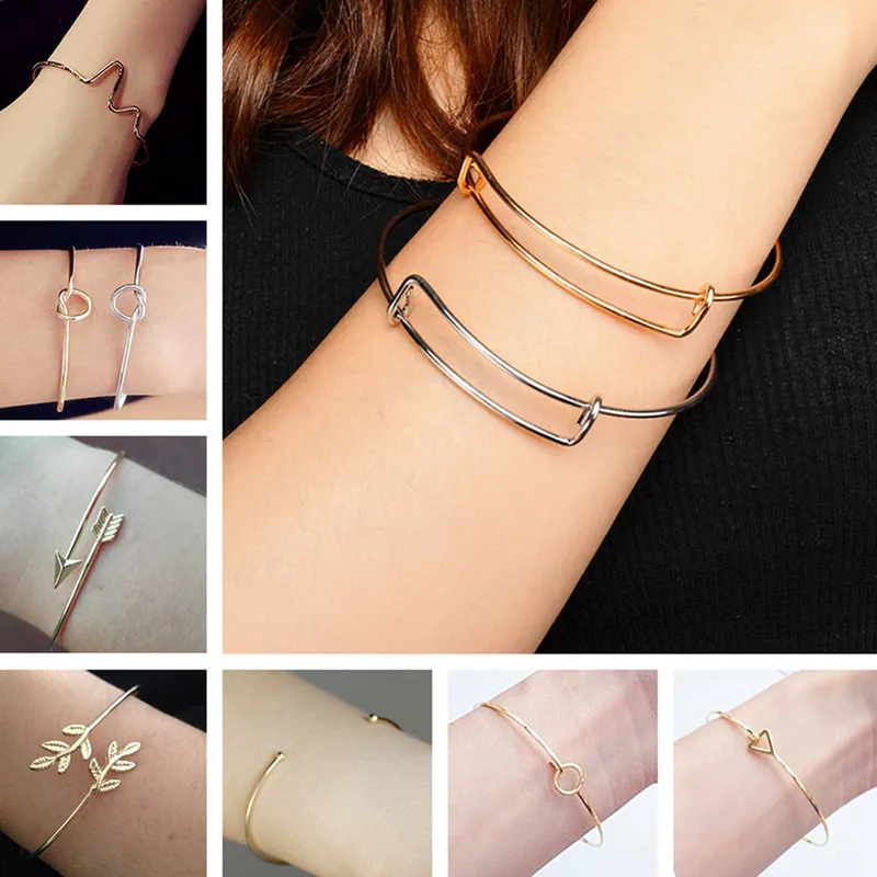 

Bangles & Bracelets For Women Fashion Tiny Jewelry Triangle Leaf Arrow Bijoux Geometric pulseras mujer 2018 Summer Everyday Wear