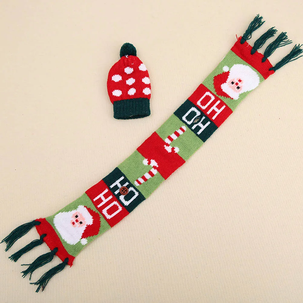 

2019 Navidad New Year Gifts Christmas Decorations For Home Santa Claus Wine Bottle Cover Clothes Set Hat Cap Scarf Table Decor