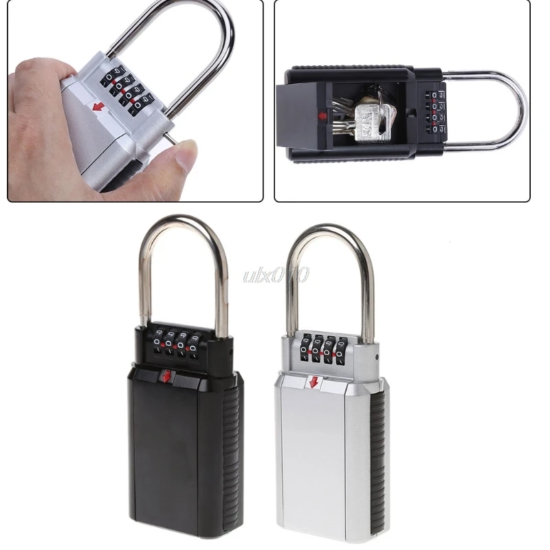 Keyed Locks Secret Security Padlock Key Storage Box Organizer Zinc Alloy Safety Lock with 4 Digit Combination Password July7