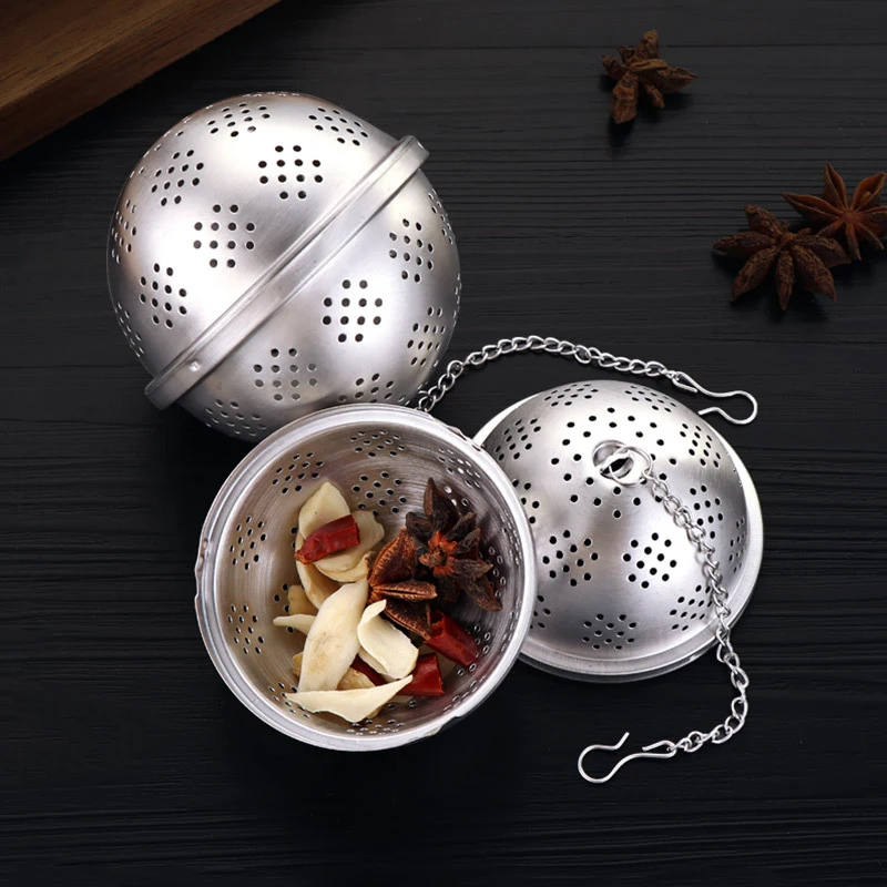 

Kitchen Reusable Stainless Steel Tea Filter Household Round Seasoning Ball Tea Infuser Multifunction Soup Spice Strainer Gadgets