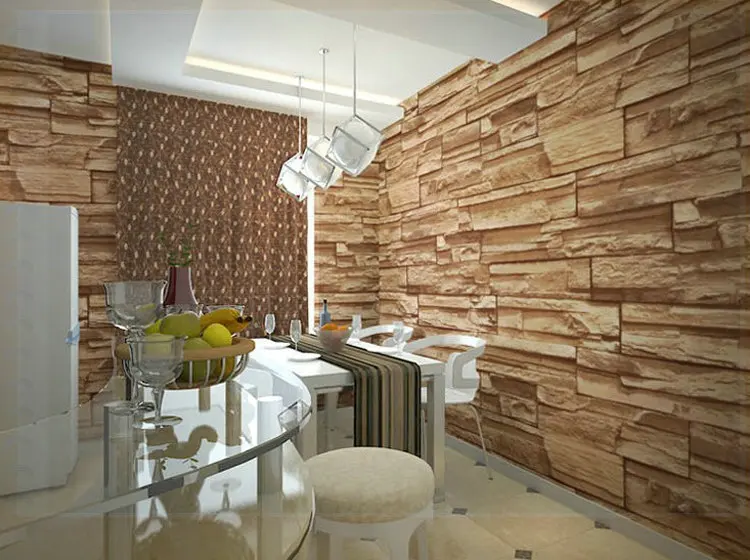 Comedor de estilo chino del papel pintado 3d piedra diseño de ladrillo fondo de pared de.jpg