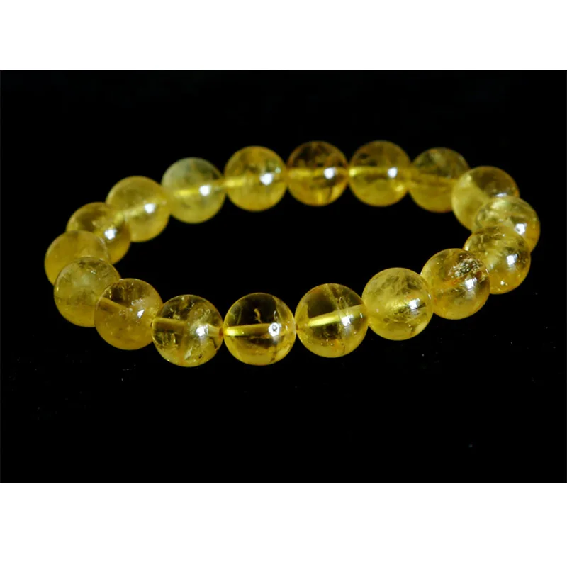 

Free shipping Top High Quality Clear Yellow Datolite Genuine Danburite Finished Stretch Bracelet Round beads 11mm 03008