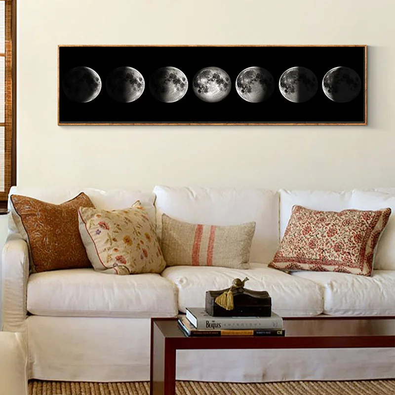 Затмение Луны, холст, плакат, Минималистичная художественная живопись, Вселенная, Настенная картина, длинный баннер, печать, украшение для гостиной, спальни