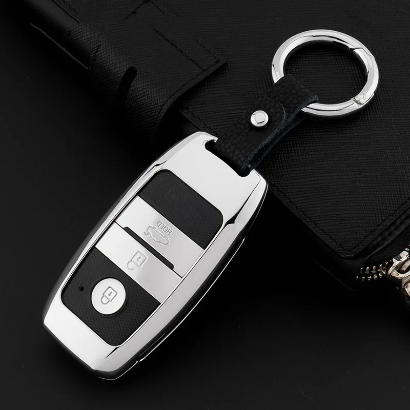 Чехол из цинкового сплава для автомобильного ключа для Kia Rio K2 Sportage Ceed Optima K5 Cerato K3 K4 Sorento Carens чехол для автомобильного ключа - Название цвета: A  Silver