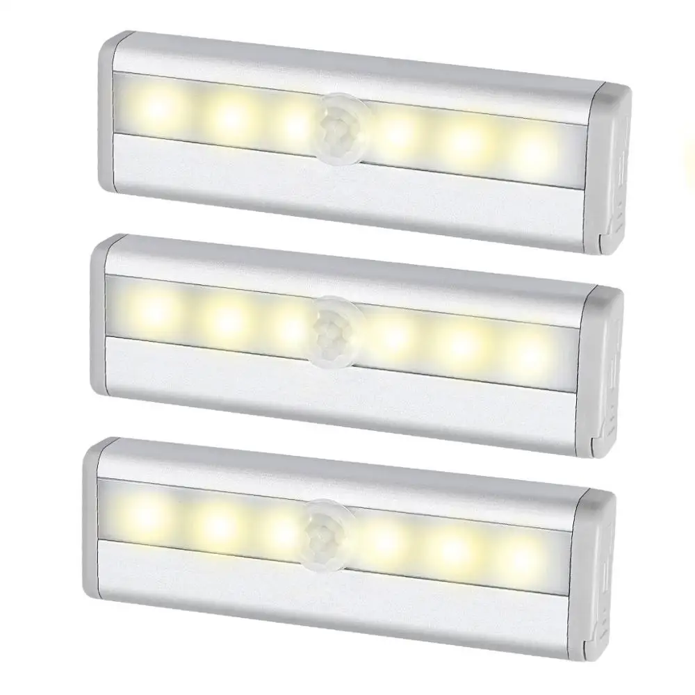 

6 LED Motion Sensor Light,Stick-Anywhere Stairs Light, Battery Powered Night Light, Magnetic Strip for Bathroom, Cabinet