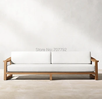 

Simple design garden furniture natural teak 90"W double sofa